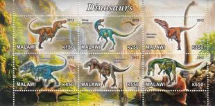 Malawi 2012 Dinosaurs Prehistorics Wild Animals Nature S/S Stamps MNH (2) perf