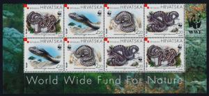 Croatia 391 Bottom Block MNH Reptiles, Snakes, WWF