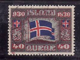 Iceland-Sc#161-used 40a Iceland flag-1930-