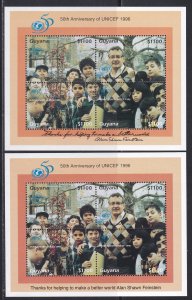 Guyana # 3027, UNICEF 50th Anniversary, Regular sheet + Error Sheet, NH, 1/2 Cat