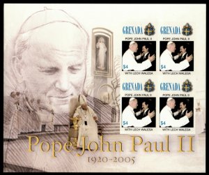 Grenada 2005 - Pope John Paul II - Sheet of 4 IMPERF Stamps - Scott #3531 - MNH