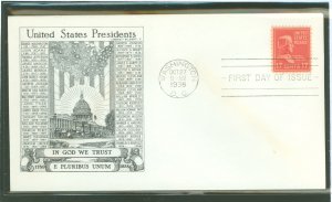 US 822 1938 17c Andrew Johnson (part of the presidential/prexy series) single- on an unaddressed first day cover.