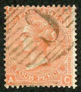 British Levant SG Z92 4d Vermilion Plate 11 with Constantinople C Postmark