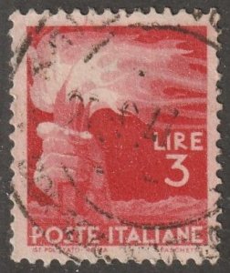 Italy, Stamp, Scott#471,  used, hinged, 3 lire, red/orange