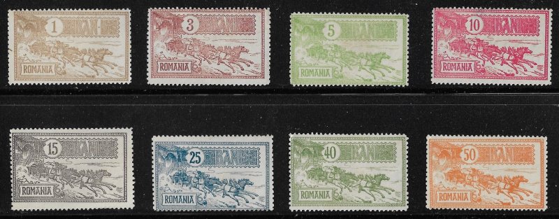 1903 Romania 158-65 mail coach complete set of 8 MH