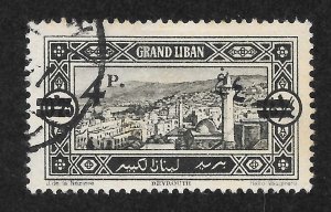 Lebanon Scott 71 Used HR - 1927 Bars and Surcharge - SCV $2.50