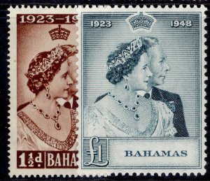 BAHAMAS GVI SG194-195, 1949 ROYAL SILVER WEDDING set, VLH MINT. Cat £40.