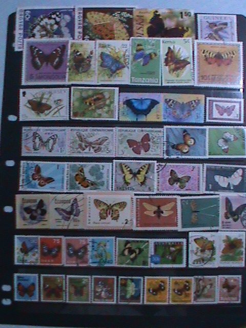 ​WORLDWIDE COLORFUL BEAUTIFUL LOVELY BUTTERFLIES 80 DIFFERENT  USED VF EST. $62