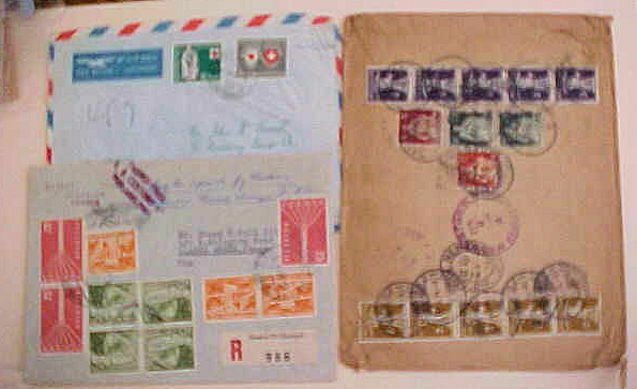 SWITZERLAND  10 or MORE STAMPS on EACH 1914,1957,1958 ALL TO USA 2 ARE REGISTER 