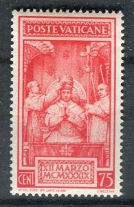 VATICAN; 1939 Pope Pius XII issue fine Mint hinged 75c. value