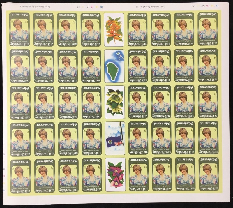 Montserrat Vincent Lady Diana Imperf Sheets MNH x 2  Inverted Cinderella MK3233