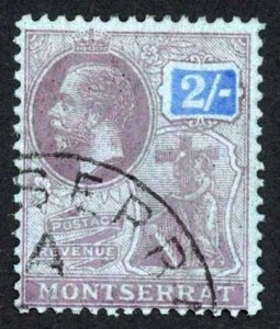 Montserrat SG57 2/- wmk Mult CA fine used Cat 60 pounds