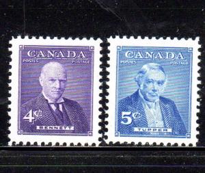 CANADA #357-358  1955  PRIME MINISTERS   MINT  VF NH  O.G