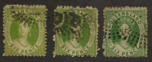 Queensland 28, 28a & 28b Wmk. 66 Used