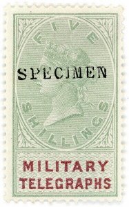 (I.B) QV Telegraphs : Military Telegraphs 5/- (specimen)
