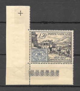 1952  Roman States Stamp & Stagecoach   Mint    Sc# 155