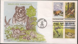 Doris Gold FDC for the 1981 Preservation of Wildlife Habitats Issue - Block of 4