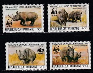 Central Africa # 615-618, WWF - Black Rhinoceros,  Mint NH, 1/2 Cat.