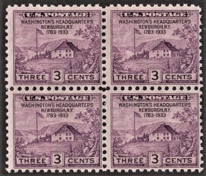 US 727 MNH F 3 Cent Washington's Headquarters Block of 4