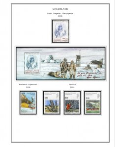 COLOR PRINTED GREENLAND 1905-2010 STAMP ALBUM PAGES (100 illustrated pages)