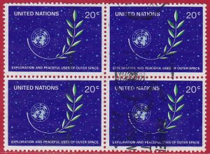 United Nations - 1982 - Scott #373 - used block of 4 - Space Exploration