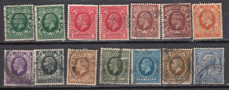 Great Britain - 1934/1936 KGV complete set Sc# 210/220, 210a,211a,212a - (953)