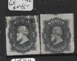 Brazil SC 66 X 2 Portuguese Imprint At Side, Cork Cancel VFU (3dre)