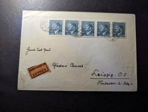 1943 Express Germany Bohemia Moravia Cover Kralipy to Leipzig