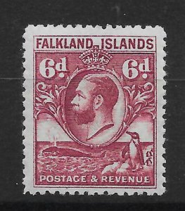 FALKLAND ISLANDS SG121 1929 6d PURPLE MTD MINT