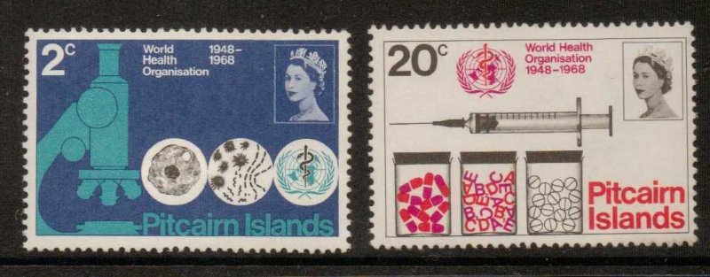 PITCAIRN ISLANDS SG92/3 1968 WORLD HEALTH ORGANISATION  MNH 