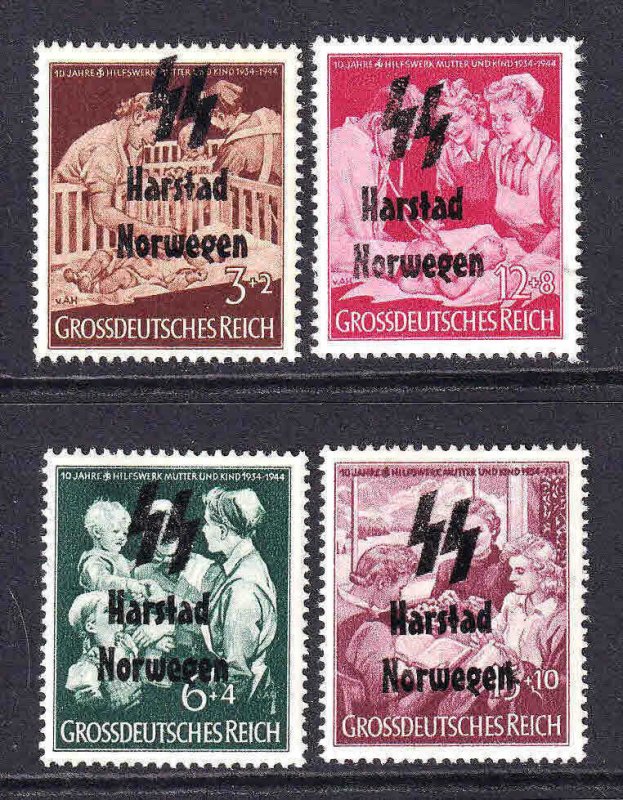 GERMANY B253-B256 HARSTAD NORWEGEN OVERPRINTS OG NH U/M F/VF TO VF BEAUTIFUL GUM