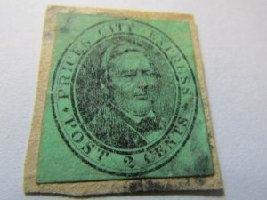 US Local Stamp, Scott #119L3 used on a piece of Cover 1858,Black Cancel,SCV$150.