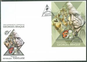 TOGO  2013 50th MEMORIAL ANNIVERSARY GEORGES BRAQUE S/SHEET FIRST DAY COVER