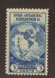 #733 MHF 3c Byrd Expedition  World Map 1933 Issue