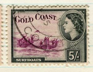 GOLD COAST;   1953 early QEII issue fine used 5s. value