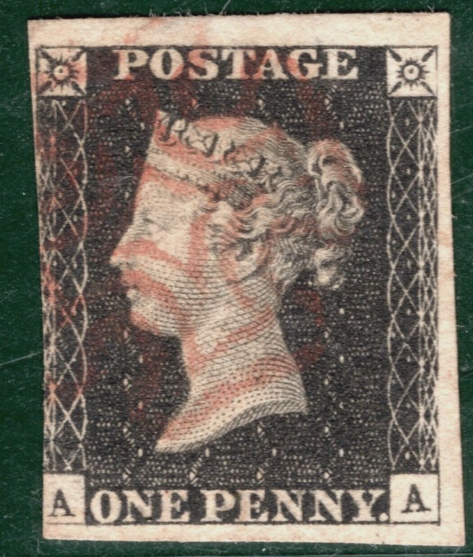 GB PENNY BLACK QV 1840 SG.2 1d Plate 6 (AA)* UNLISTED Re-Entry? STATE 2? REDB138