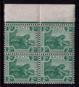 Malaya Fed States # 40  Mint VF NH  margin block of 4