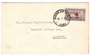 SUDAN Air Mail 4½pi Cover Juba-Cape Town 1931 *IMPERIAL AIRWAYS* Crest MA1251