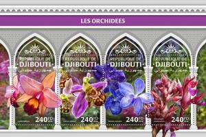 DJIBUTI - 2018 - Orchids - 4v Sheet - M N H