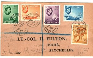 SEYCHELLES KGVI First Day Cover 3c - 25c Scarce FDC Registered 1938 PB228