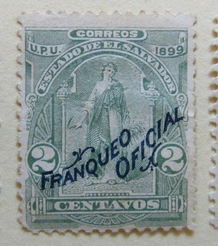 A6P38F198 Salvador Official Stamp 1899 blue optd 2c mh*