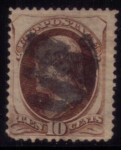 US Sc 161 Used Secret Mark 10c Brown Fine