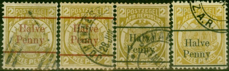 Transvaal 1893 1/2d on 2d Olive-Bistre SG195, 195b, 196 & 196c A & B Surch Fi... 