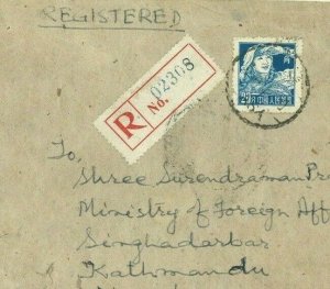 CHINA USED IN TIBET *Royal Nepalese Consulate* Lhassa 1950s Cover Katmandu Ap331