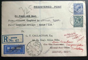 1931 Bordon England First Flight Cover Via Assouan Egypt Dar Es Salam Tanganyika