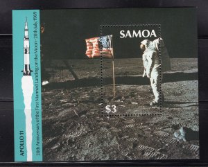 Samoa 1989 $3 Moon Landing Souvenir Sheet, Scott 764 MNH, value = $4.75