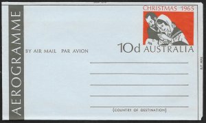 AUSTRALIA Aerogramme 10d Mary Jesus & Joseph Christmas 1965 Unused