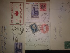 FIVE ASSORTED ALL DIFFERENT VINTAGE STAMPED ENVELOPES POSTAL HISTORY LOT # 3