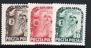 POLAND Sc 570-72 NH ISSUE OF 1953 - BICYCLE RACE