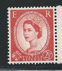 Great Britain 357d 1958-9 2 1/2d Elizabeth Graphie single...